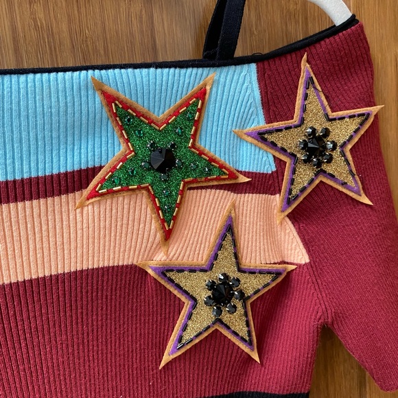 Isola Marras beaded knit striped top with star appliqués. - Picture 2 of 5